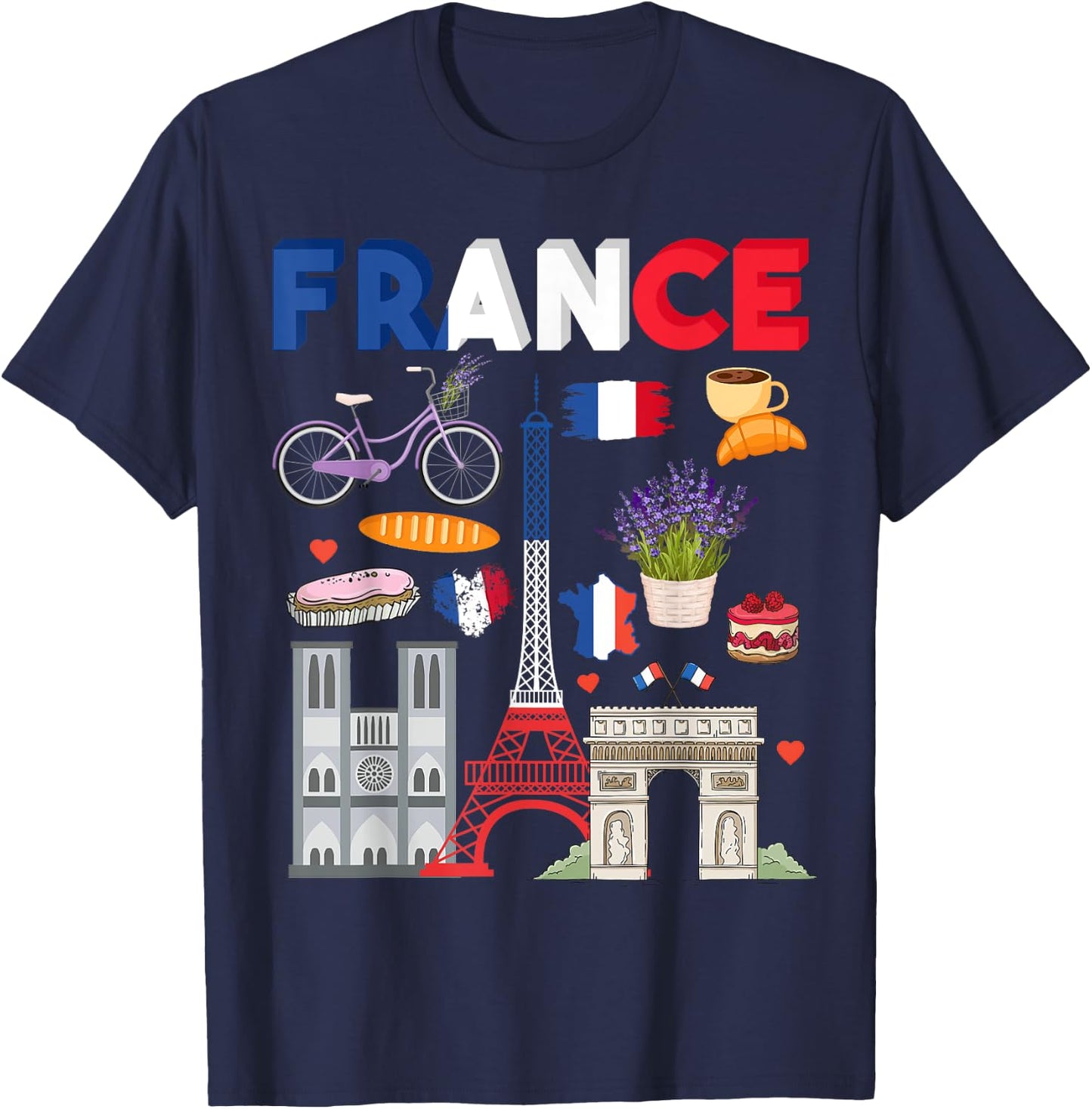 French flag outfit idea , flag of France and lavender , Black, S T-Shirt - T-Shirt | Navy