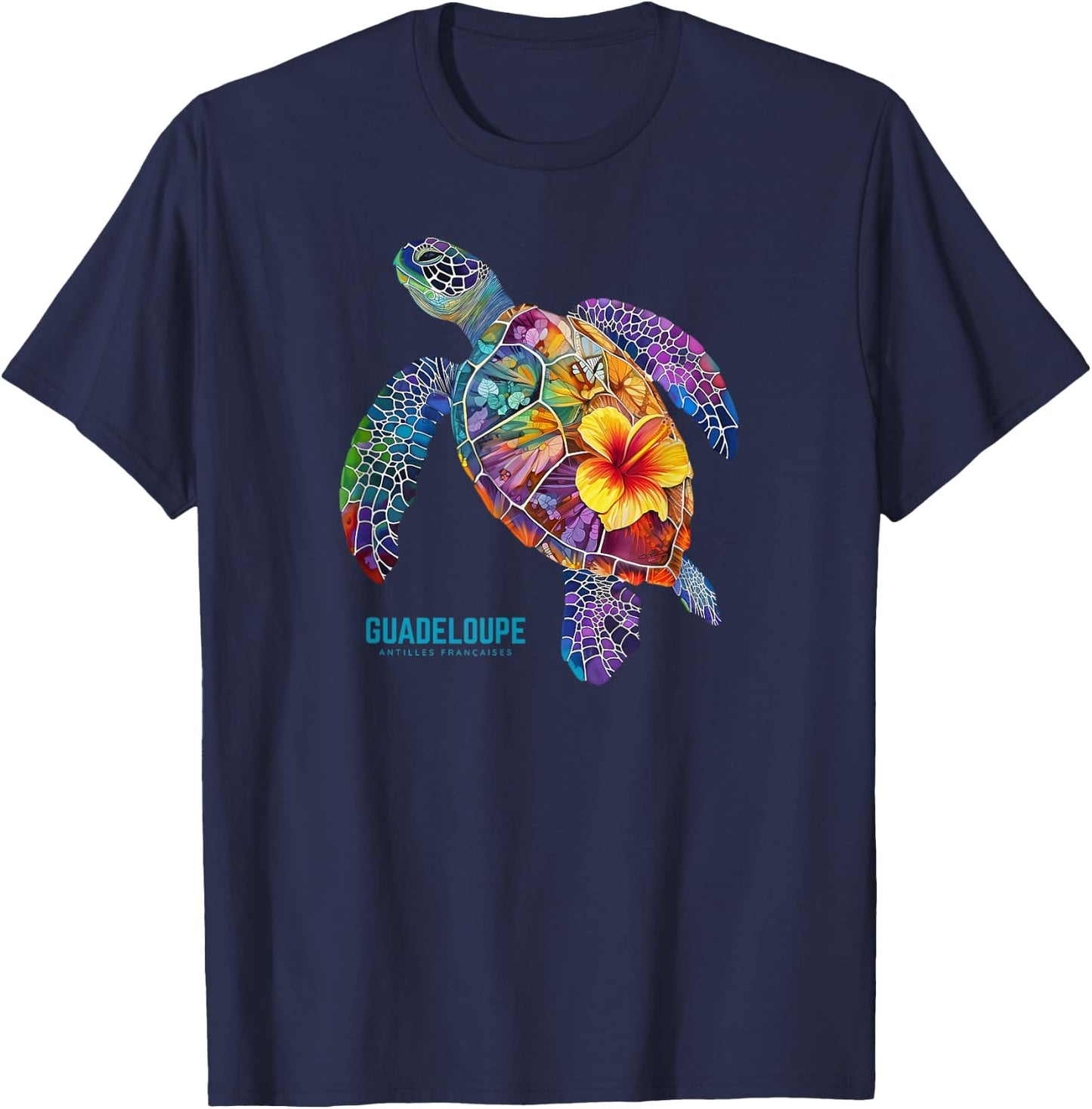 Holiday Guadeloupe Caribbean Sea Turtle French West Indies T-Shirt - T-Shirt | Navy
