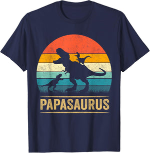 Papasaurus Dinosaur Papa Tyrannosaurus Dino Twin Pack T-Shirt - T-Shirt | Navy