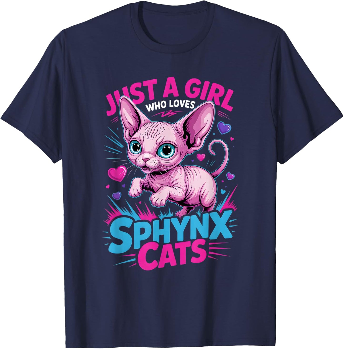 Girls Sphynx Cat T-Shirt - T-Shirt | Navy