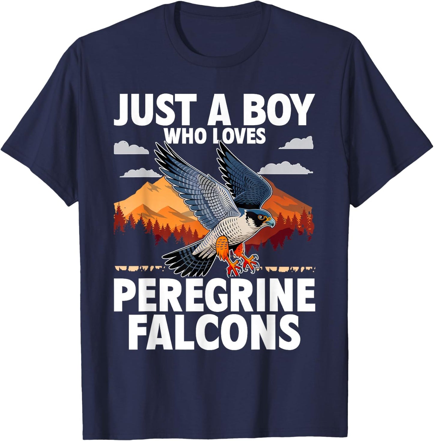 Just A Boy Who Loves Peregrine Falcons Birds T-Shirt - T-Shirt | Navy