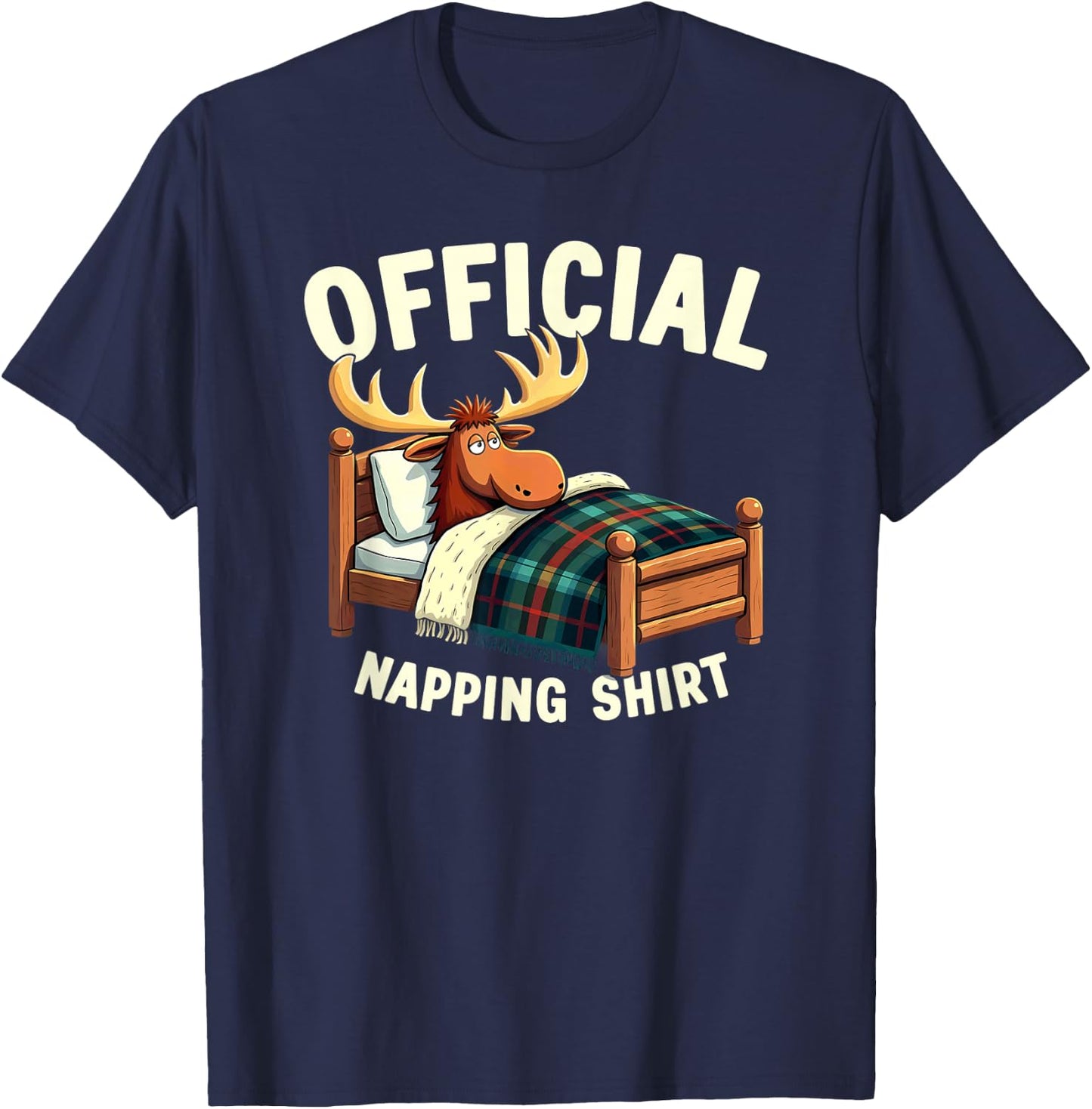 Official Sleepshirt Moose Sleeping Napping T-Shirt - T-Shirt | Navy