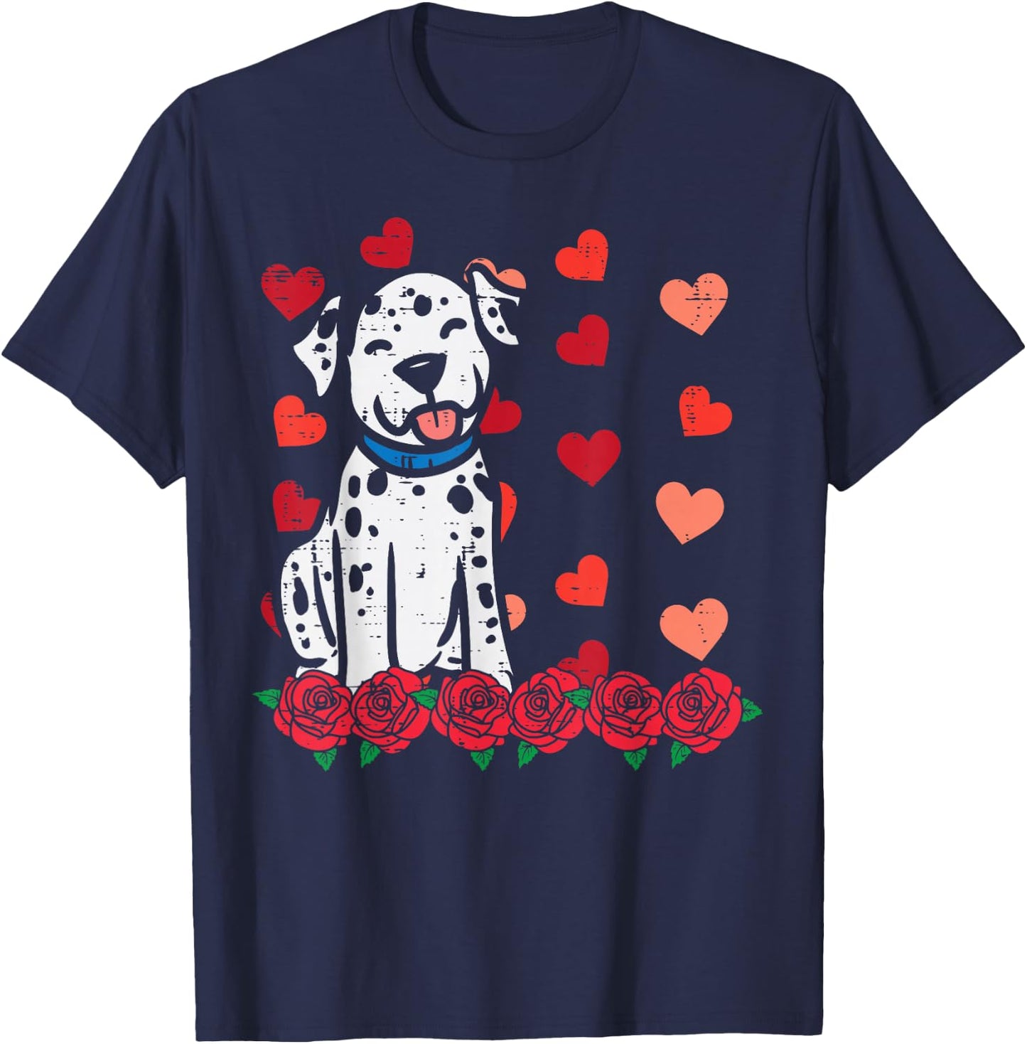 Valentines Day Dalmatian Dog Cute Men Women Kids Toddlers T-Shirt - T-Shirt | Navy