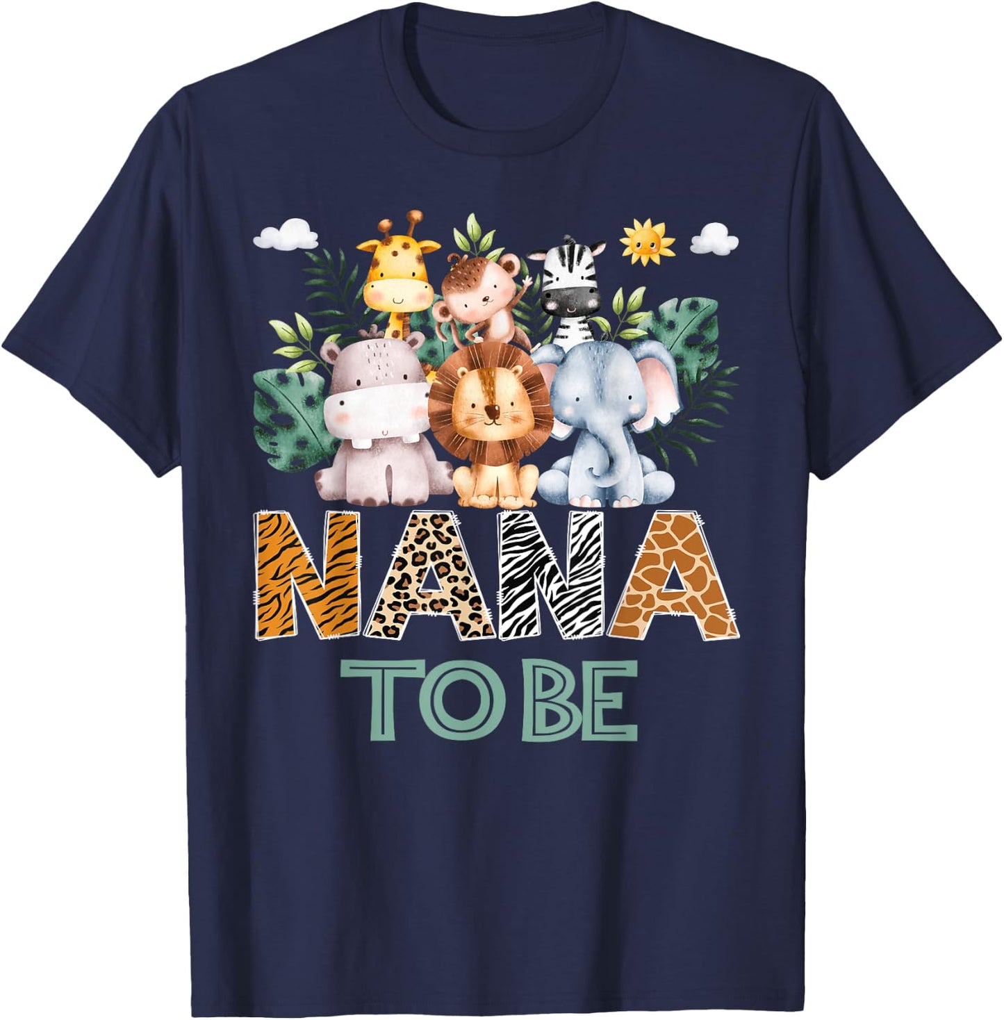 Soon To Be Nana Jungle Animal Safari Gender Reveal T-Shirt - T-Shirt | Navy
