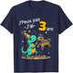 Child Je Peux Pas J'ai 3 Years Dinosaur Theme Birthday Pinata , grey, 2 T-Shirt - T-Shirt | Navy
