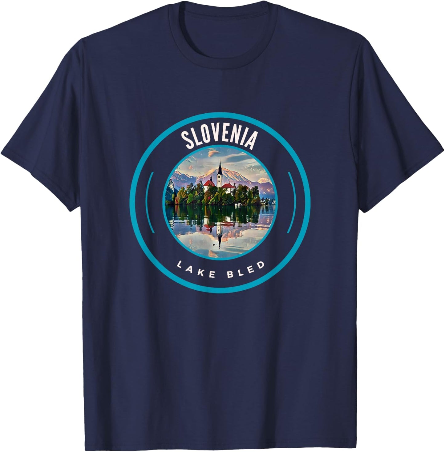 Lake Bled Slovenia Alps | Slovenian Tops, & Gear Items T-Shirt - T-Shirt | Navy