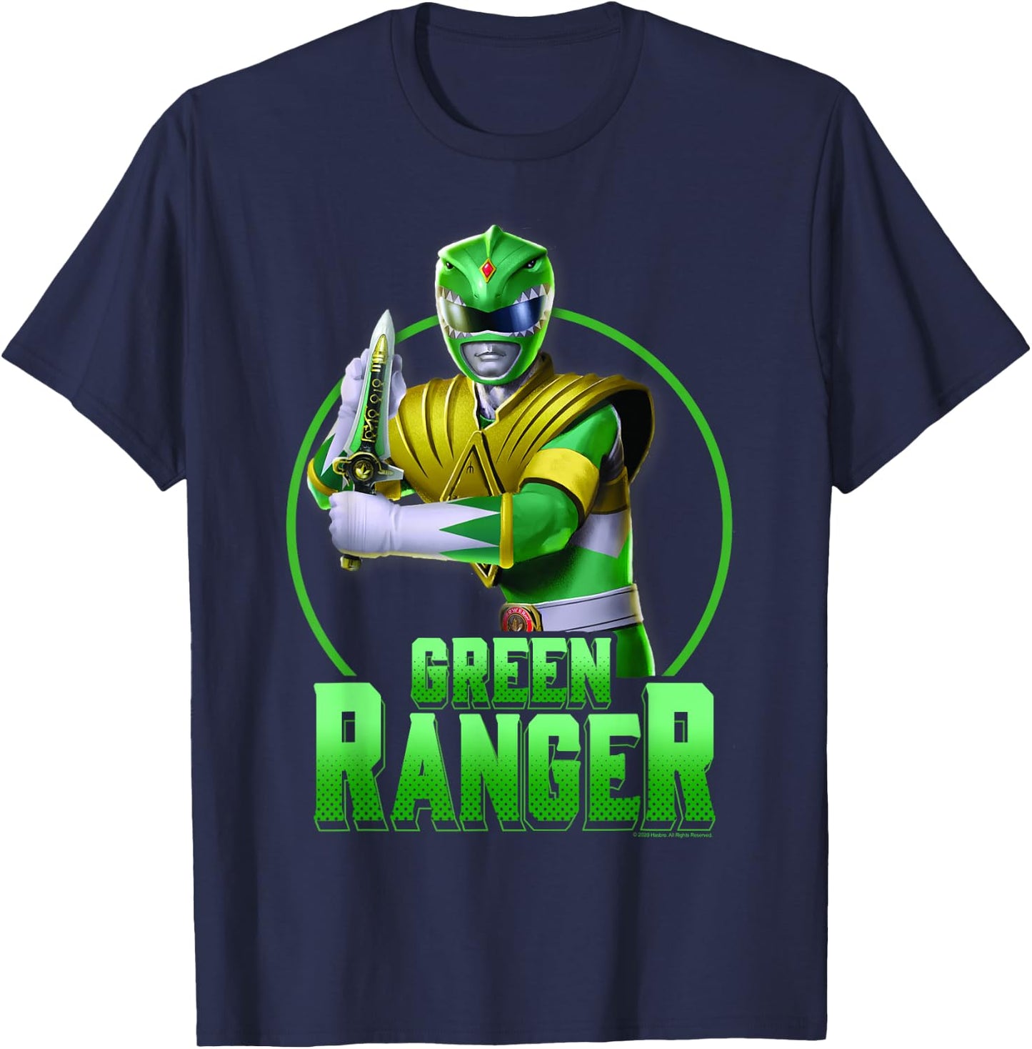 Power Rangers Green Ranger Karate Action Circle Portrait T-Shirt - T-Shirt | Navy