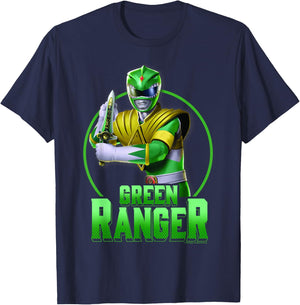 Power Rangers Green Ranger Karate Action Circle Portrait T-Shirt - T-Shirt | Navy