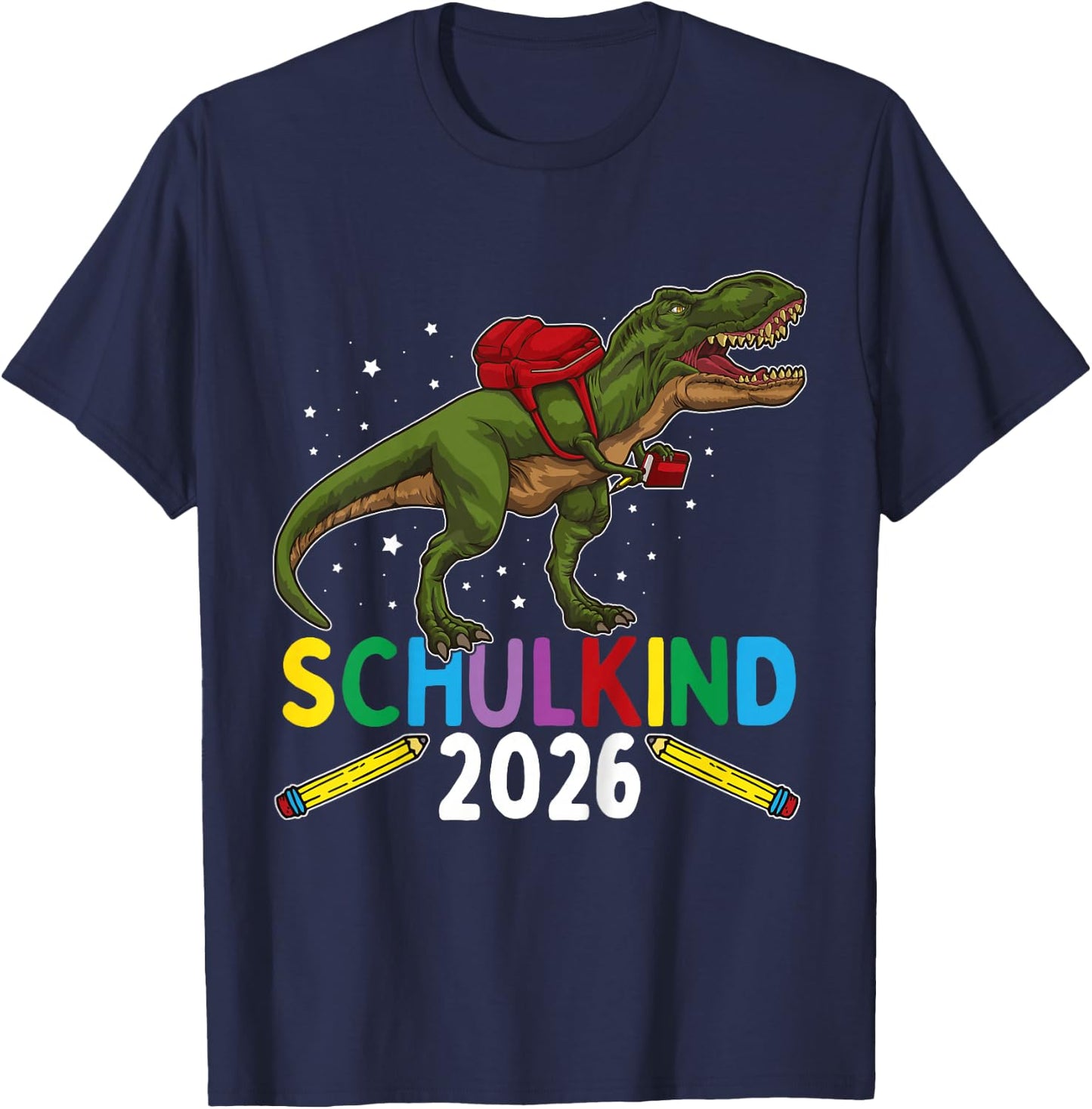 Einschulung Junge Dinosaurier Schulkind 2026 T-Shirt - T-Shirt | Navy
