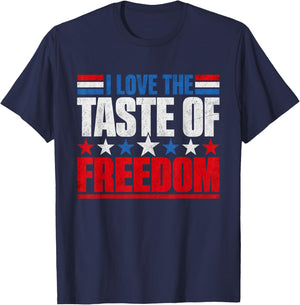 I Love The Taste of Freedom Couple Matching Patriotic Fourth T-Shirt - T-Shirt | Navy