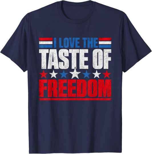 I Love The Taste of Freedom Couple Matching Patriotic Fourth T-Shirt - T-Shirt | Navy