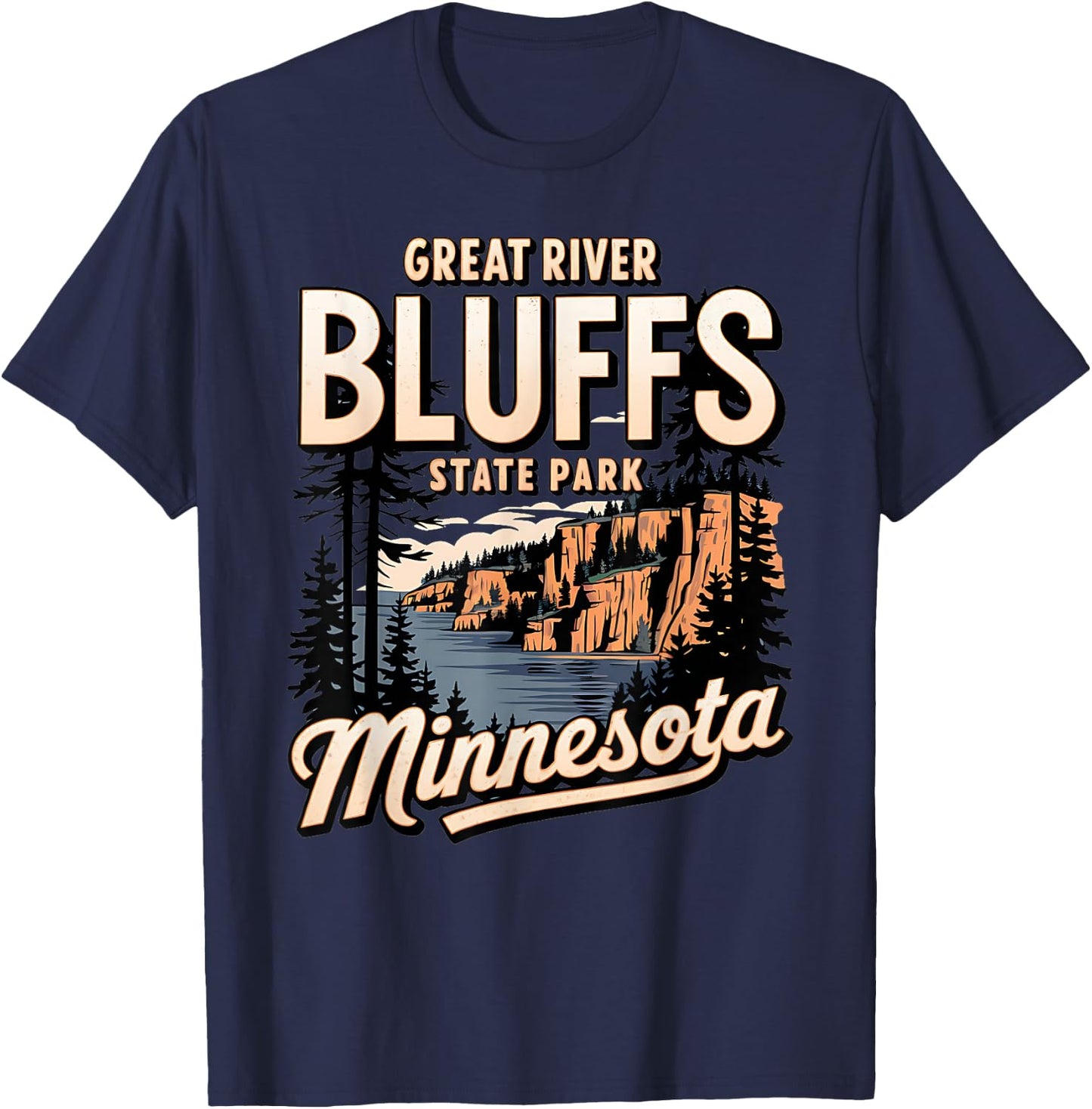 Scenic Minnesota Great River Bluff State Park T-Shirt - T-Shirt | Navy