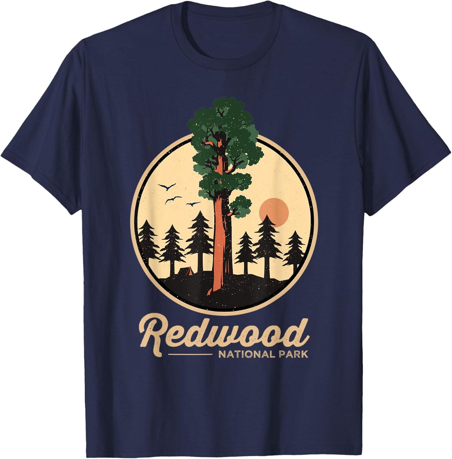 Redwood National Park Shirt California Vintage Redwood Tree T-Shirt - T-Shirt | Navy
