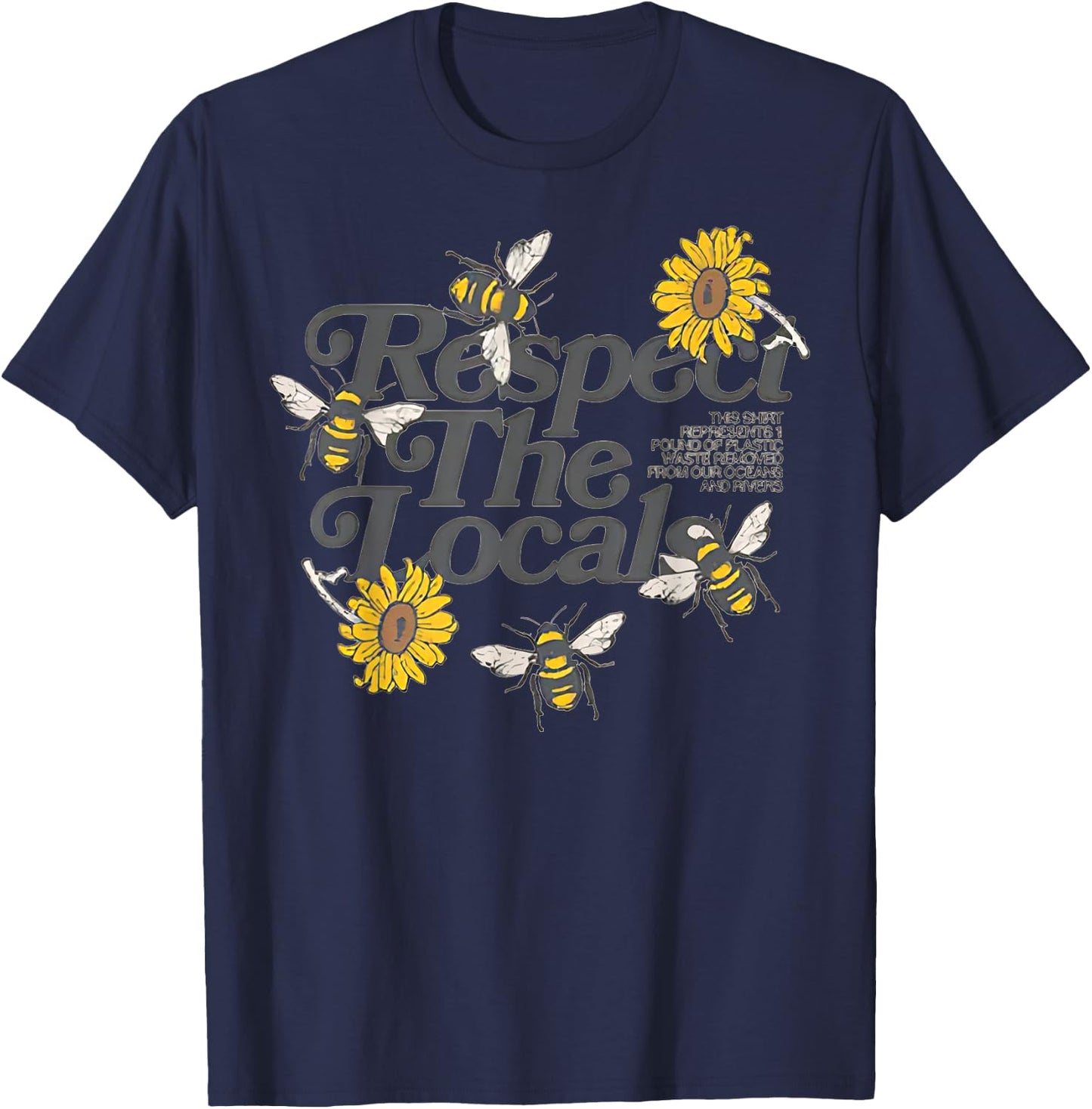Respect Your Local Bees Graphic T-Shirt - T-Shirt | Navy