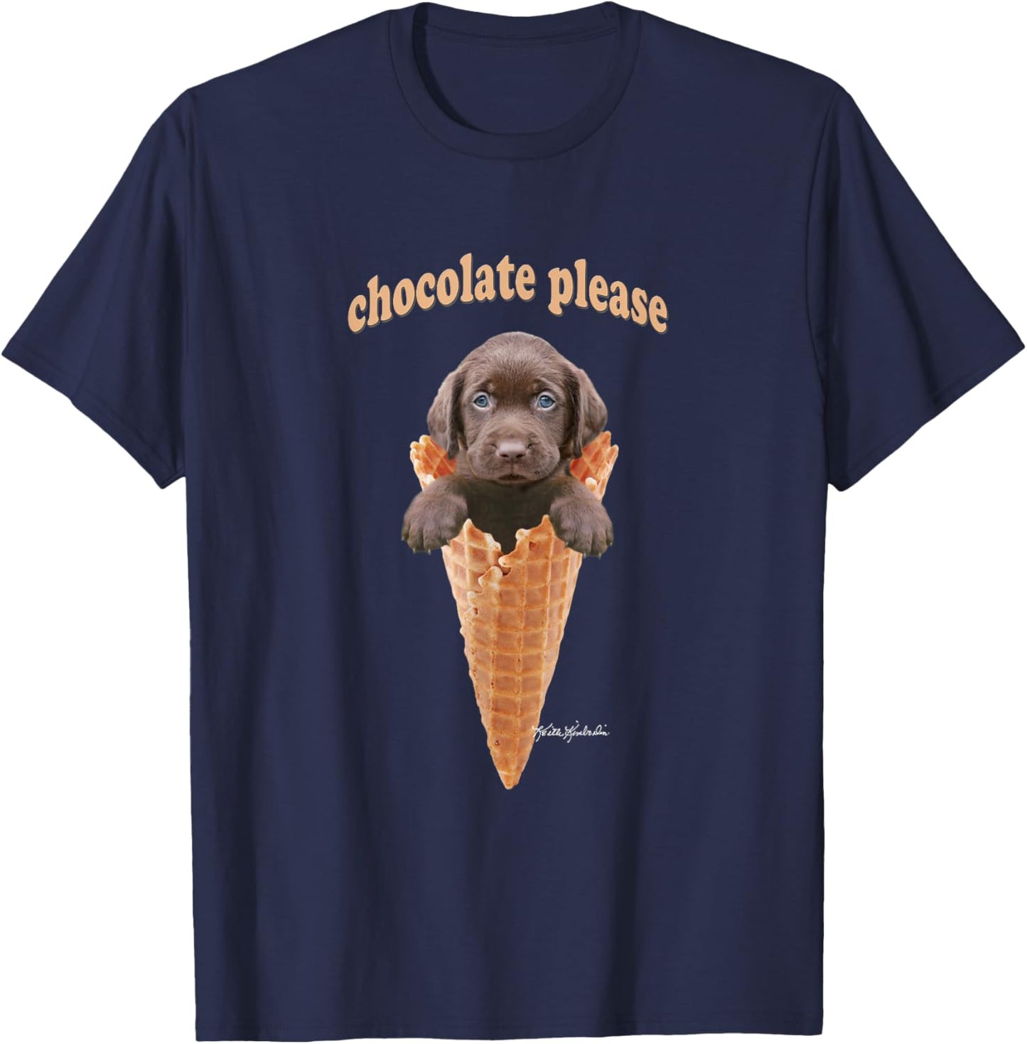 Chocolate Lab Waffle Cone Ice Cream Cute Puppy T-Shirt - T-Shirt | Navy