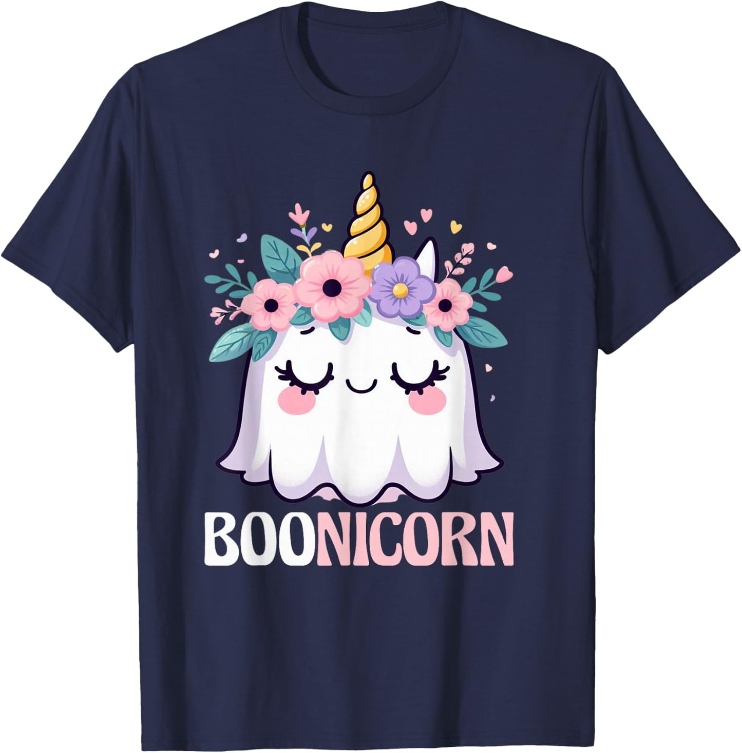 Boonicorn Unicorn Ghost, Unicorn Halloween for Girls T-Shirt - T-Shirt | Navy