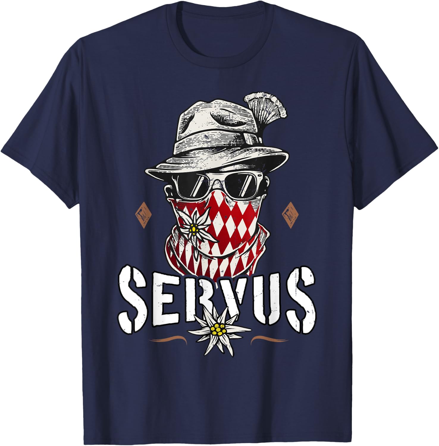 Servus Men's Traditional Bavarian , black T-Shirt - T-Shirt | Navy