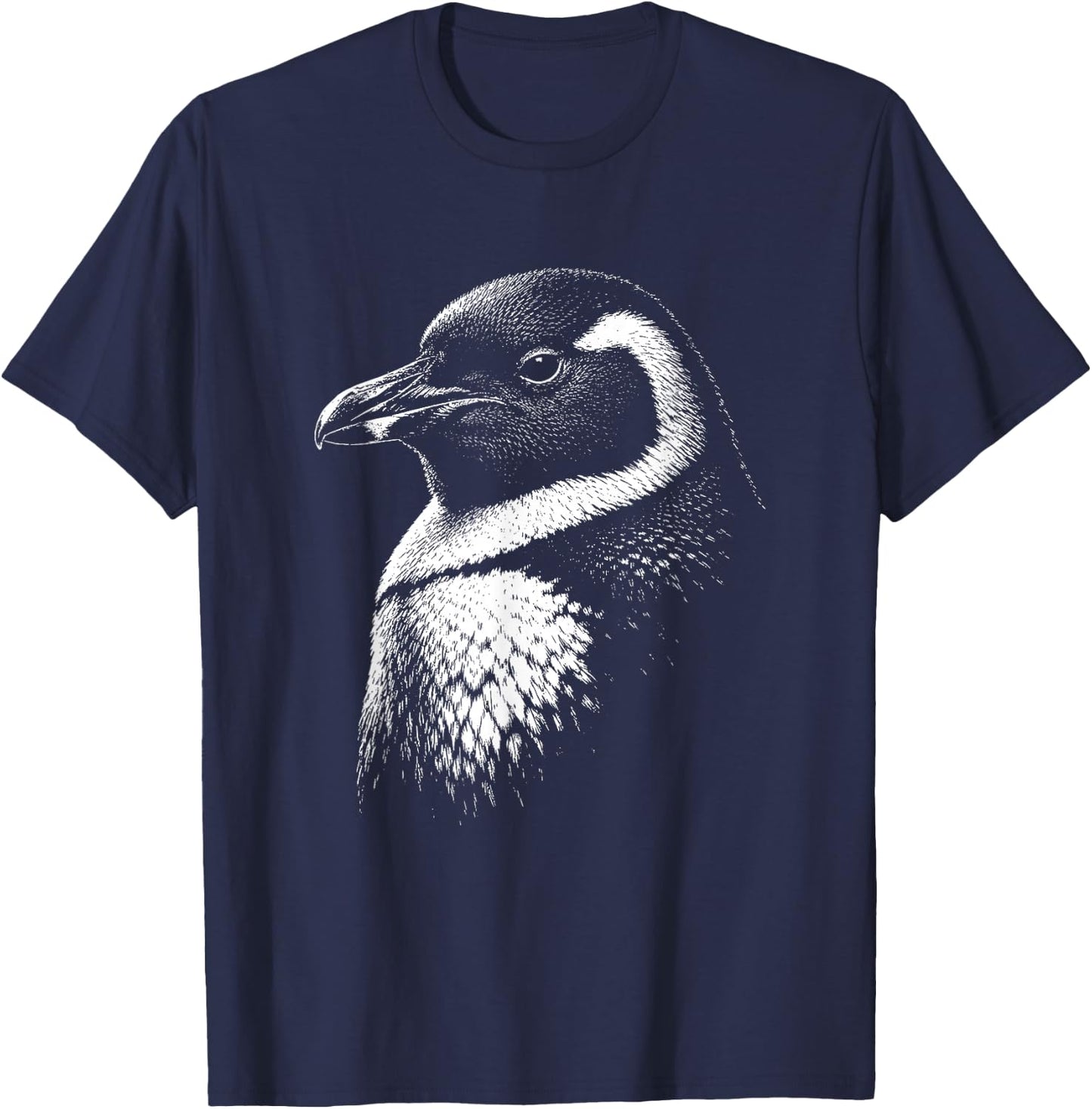 Penguin Portrait Black and White Animal Lover T-Shirt - T-Shirt | Navy
