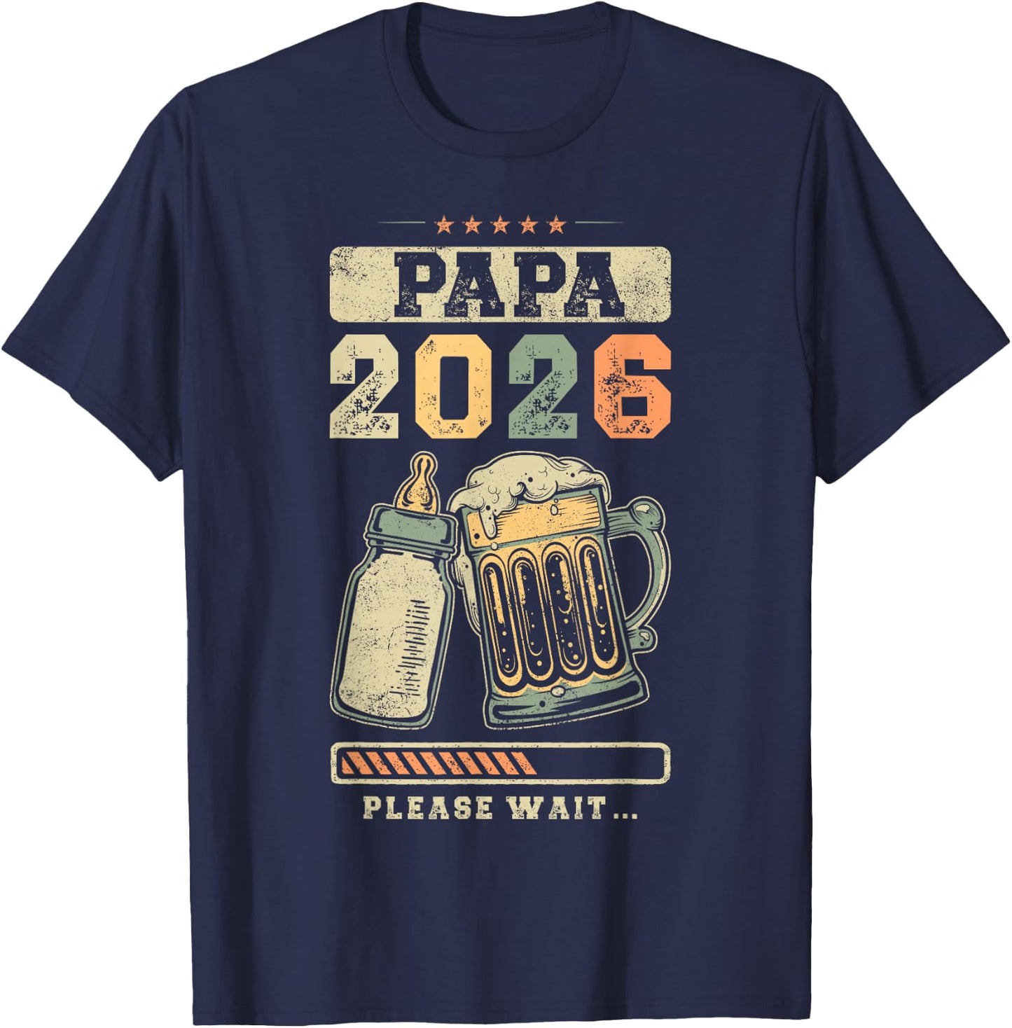 Papa 2026, Pregnancy Proclaiming, Expecting Father T-Shirt - T-Shirt | Navy