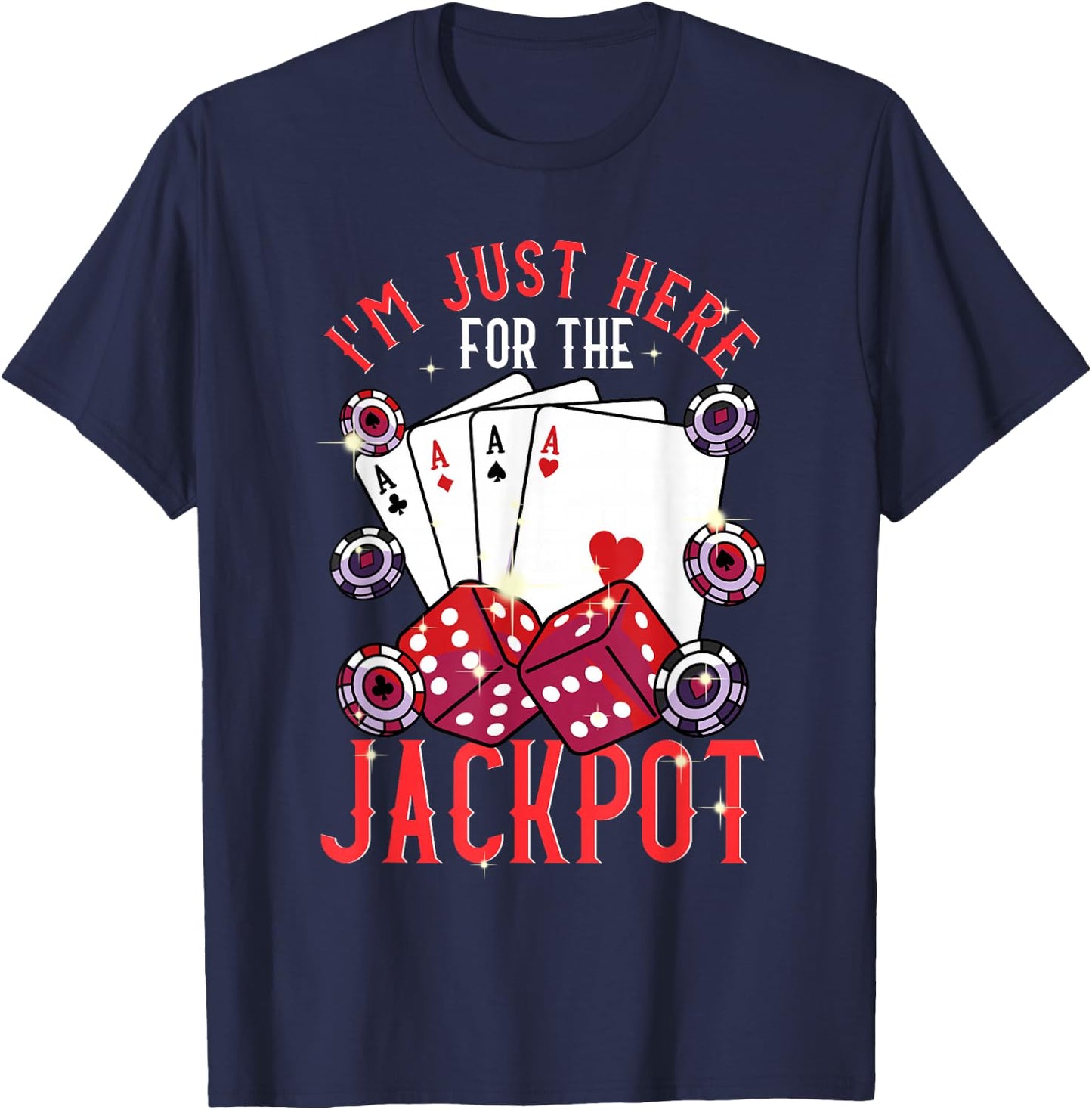 Casino Shirt Jackpot Cards Chips Las Vegas Gambling Holiday , black T-Shirt - T-Shirt | Navy