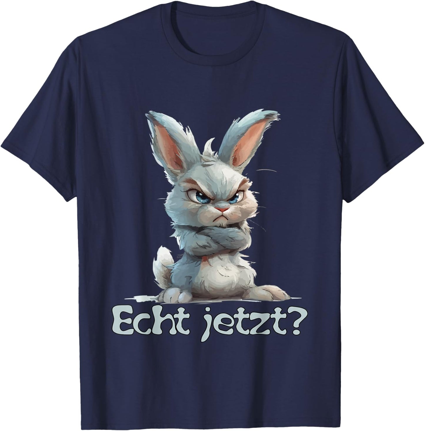 Funny Statement Rabbit I No Hare Real Now? , black T-Shirt - T-Shirt | Navy