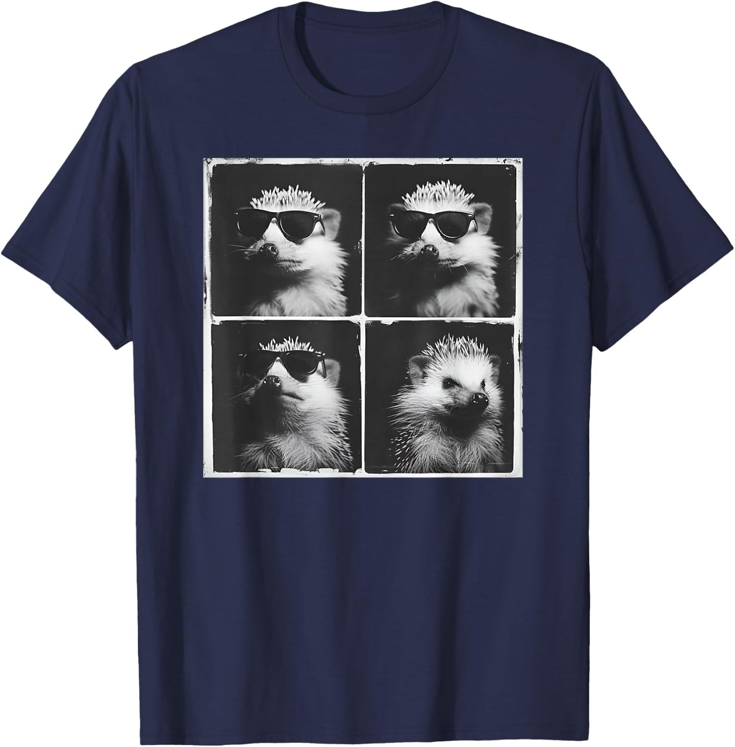 Cool Hedgehog Sunglasses Face Hedgie Photo Funny Animal T-Shirt - T-Shirt | Navy