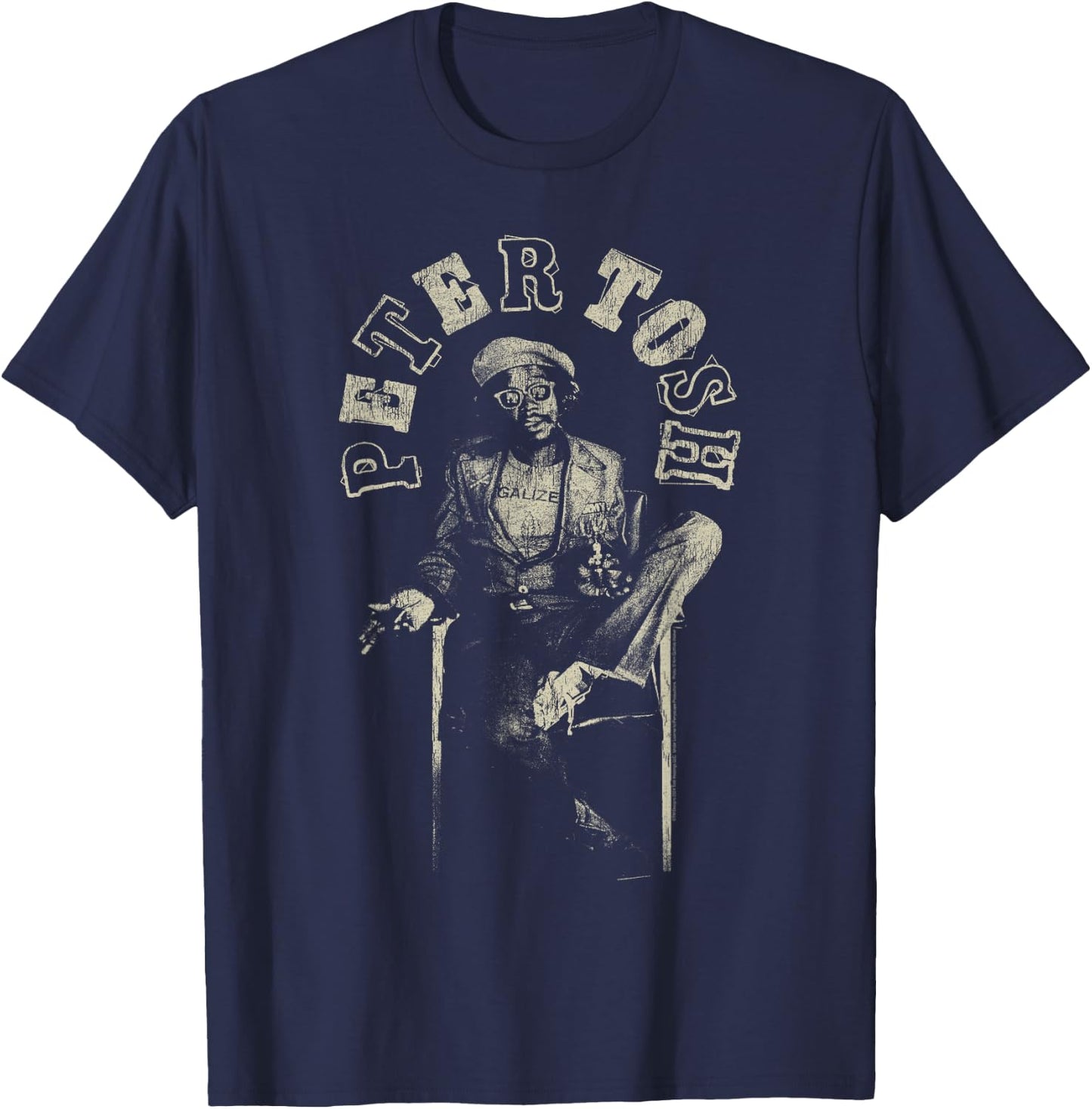 Peter Tosh Sitting in Chair Photo by Kim Gottleib Walker T-Shirt - T-Shirt | Navy