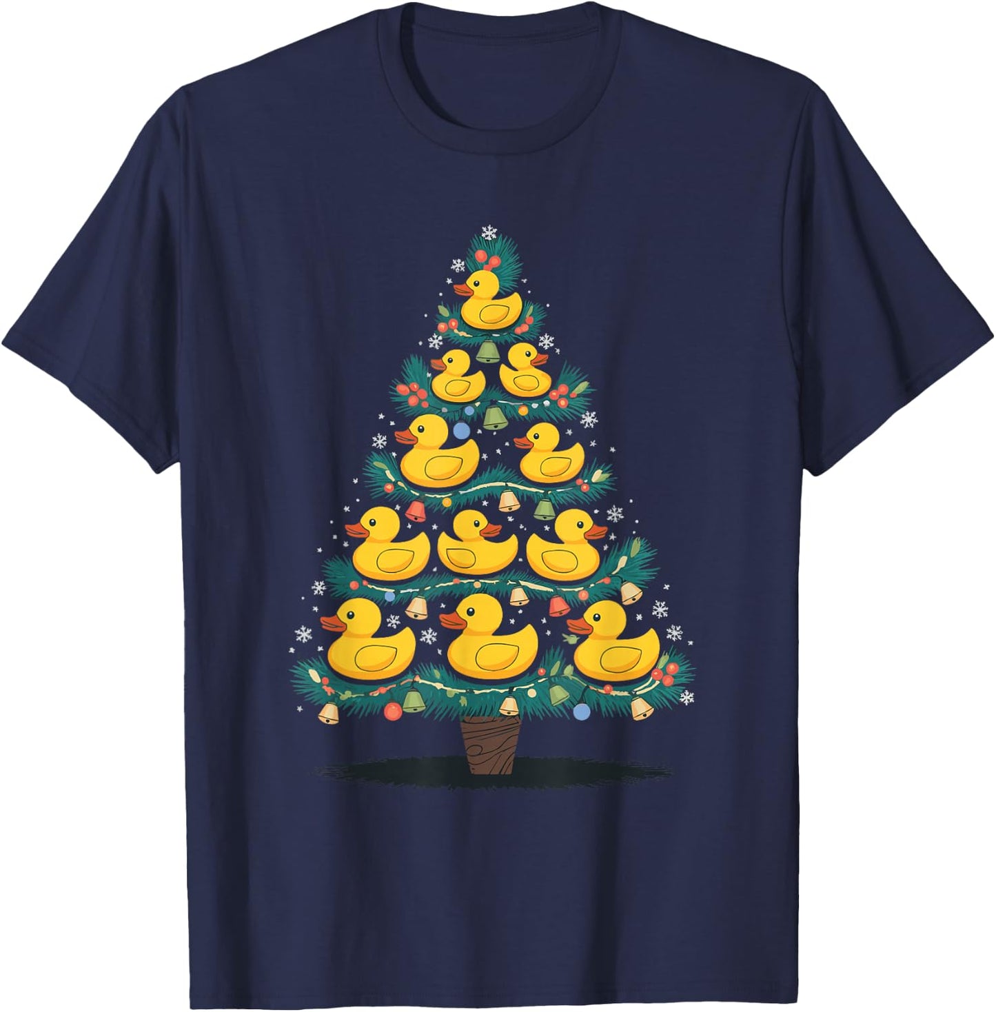 Rubber Duck Christmas Tree - -Adults, -Kids - Black - Small - Short Sleeve T-Shirt - T-Shirt | Navy