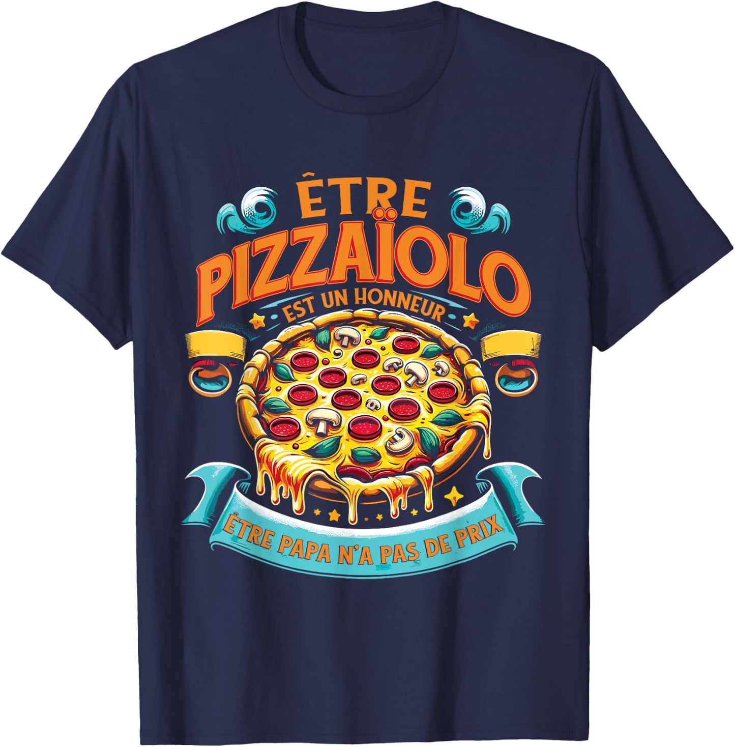 Pastry Chef Pizza Maker Funny , Black, S T-Shirt - T-Shirt | Navy