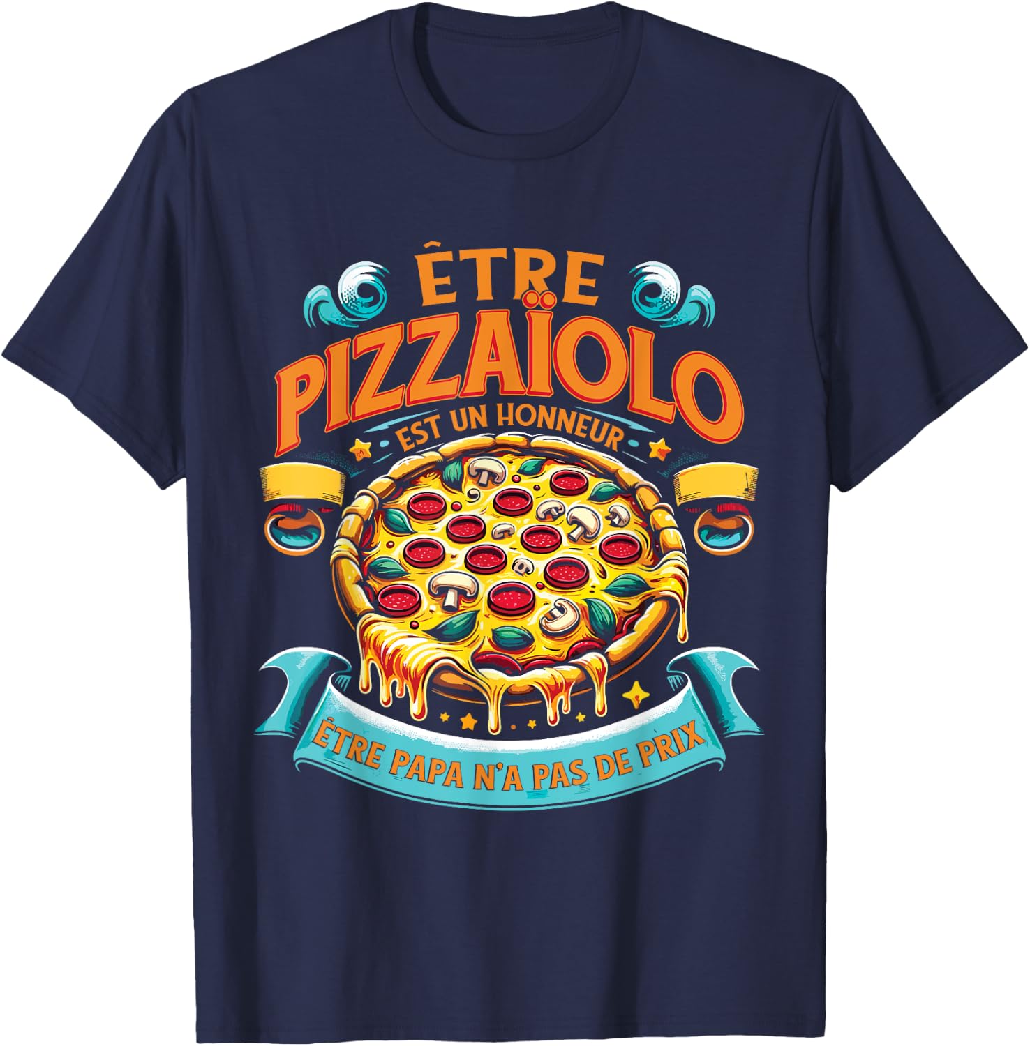 Pastry Chef Pizza Maker Funny , Black, S T-Shirt - T-Shirt | Navy