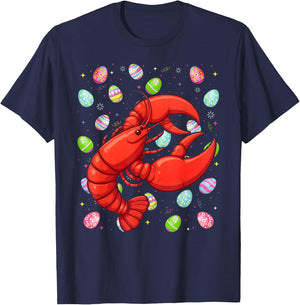 Lobster Happy Easter Egg Hunt Bunny Ear Lobster Easter T-Shirt - T-Shirt | Navy