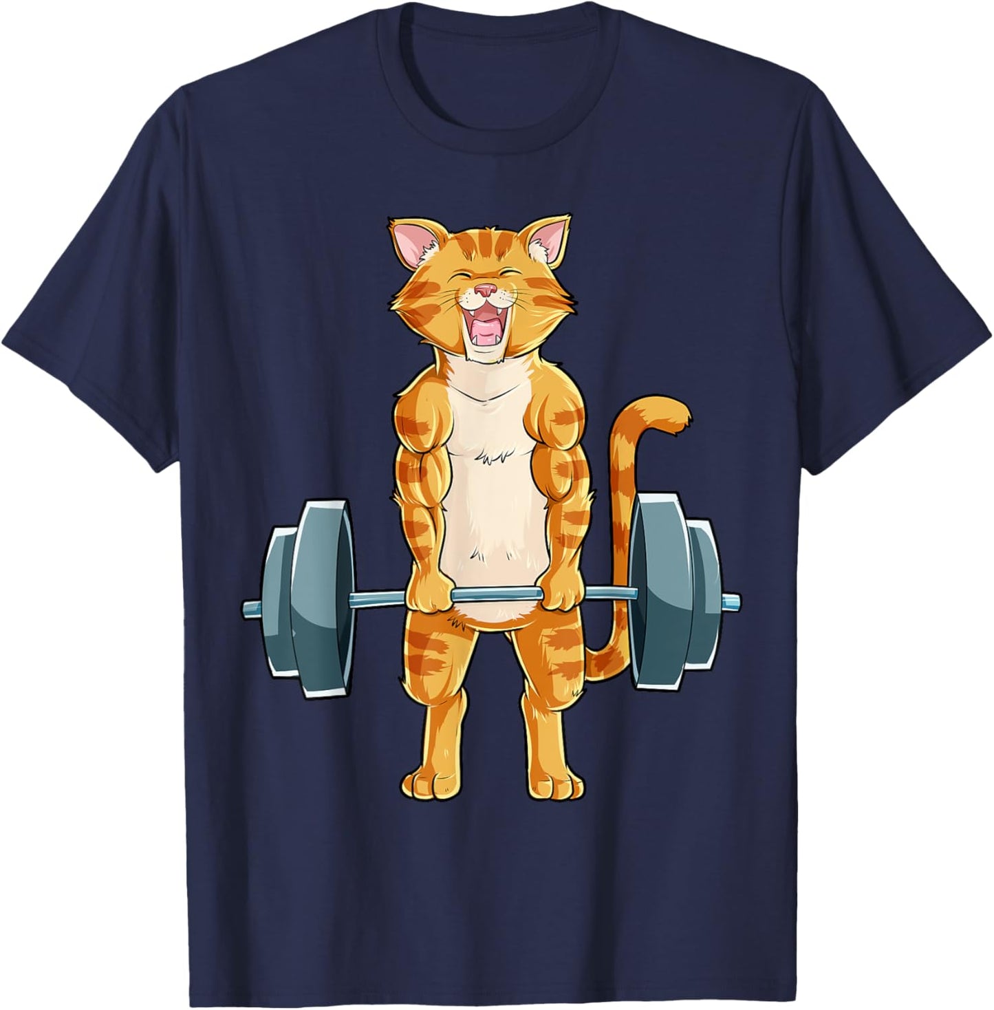 Cat Weightlifting Powerlifting Deadlift Fitness Gym Workout Men Women Girls Kids T-Shirt - T-Shirt | Navy
