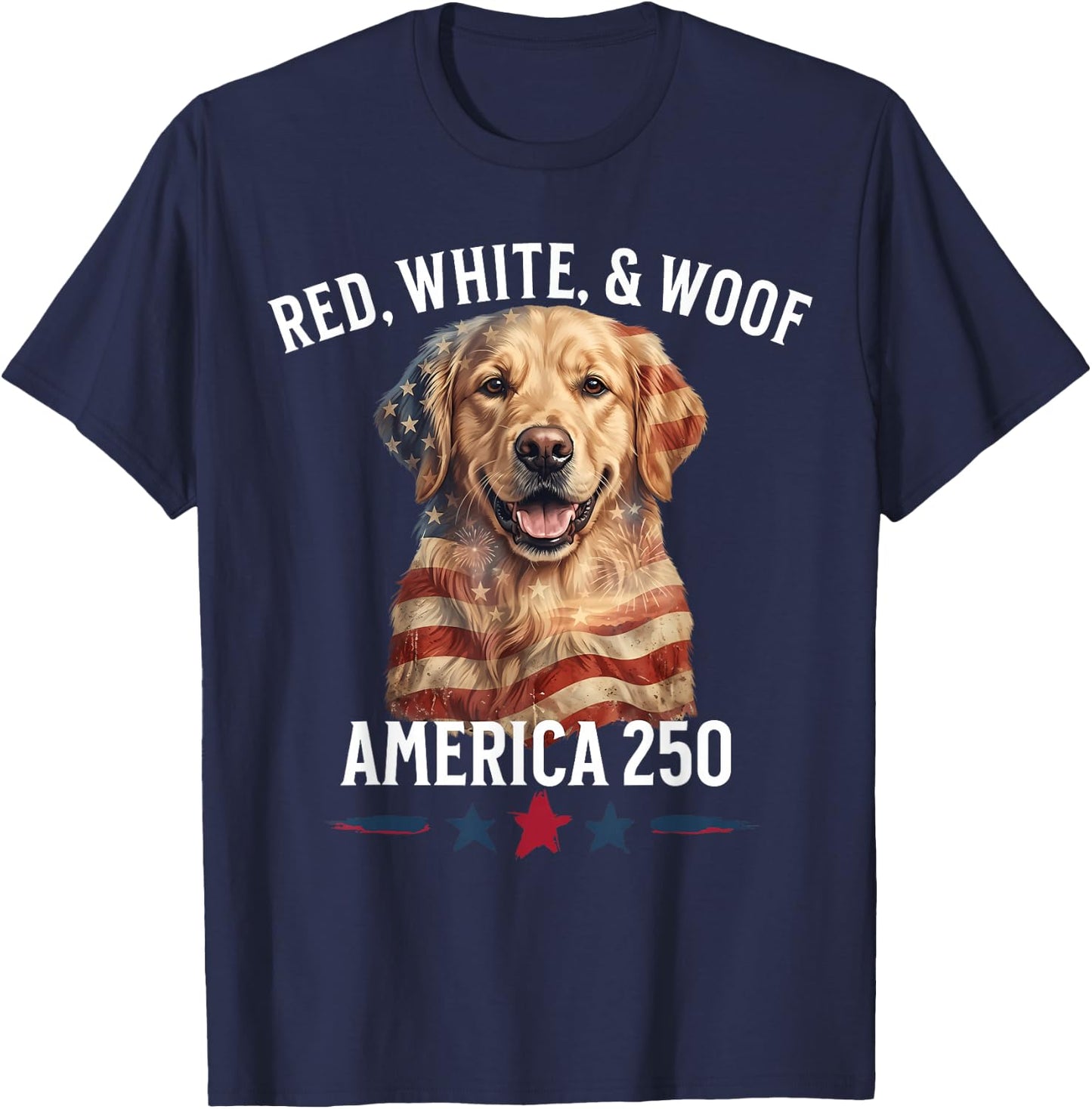 Funny Patriotic Dog Red White & Woof 4th of July Lover T-Shirt - T-Shirt | Navy