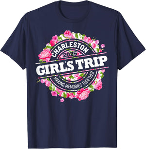 Girls Trip Charleston 2025 Vacation Weekend Birthday Squad T-Shirt - T-Shirt | Navy