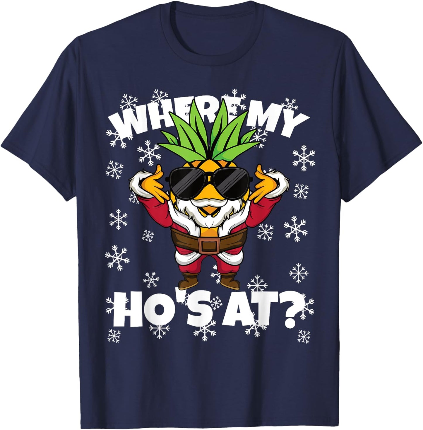 Christmas Swinger Santa Where My Ho's At Pineapple Men T-Shirt - T-Shirt | Navy