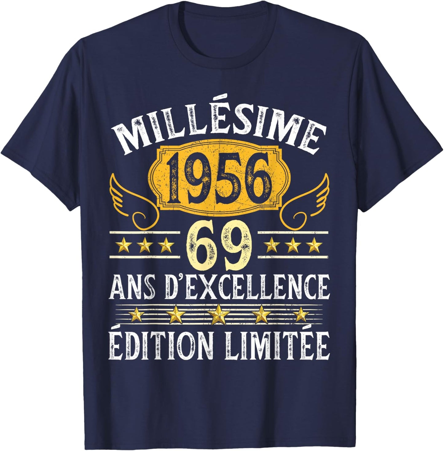 Vintage 1956 69 Years Birthday Man Woman Vintage 1956 , Black, S T-Shirt - T-Shirt | Navy