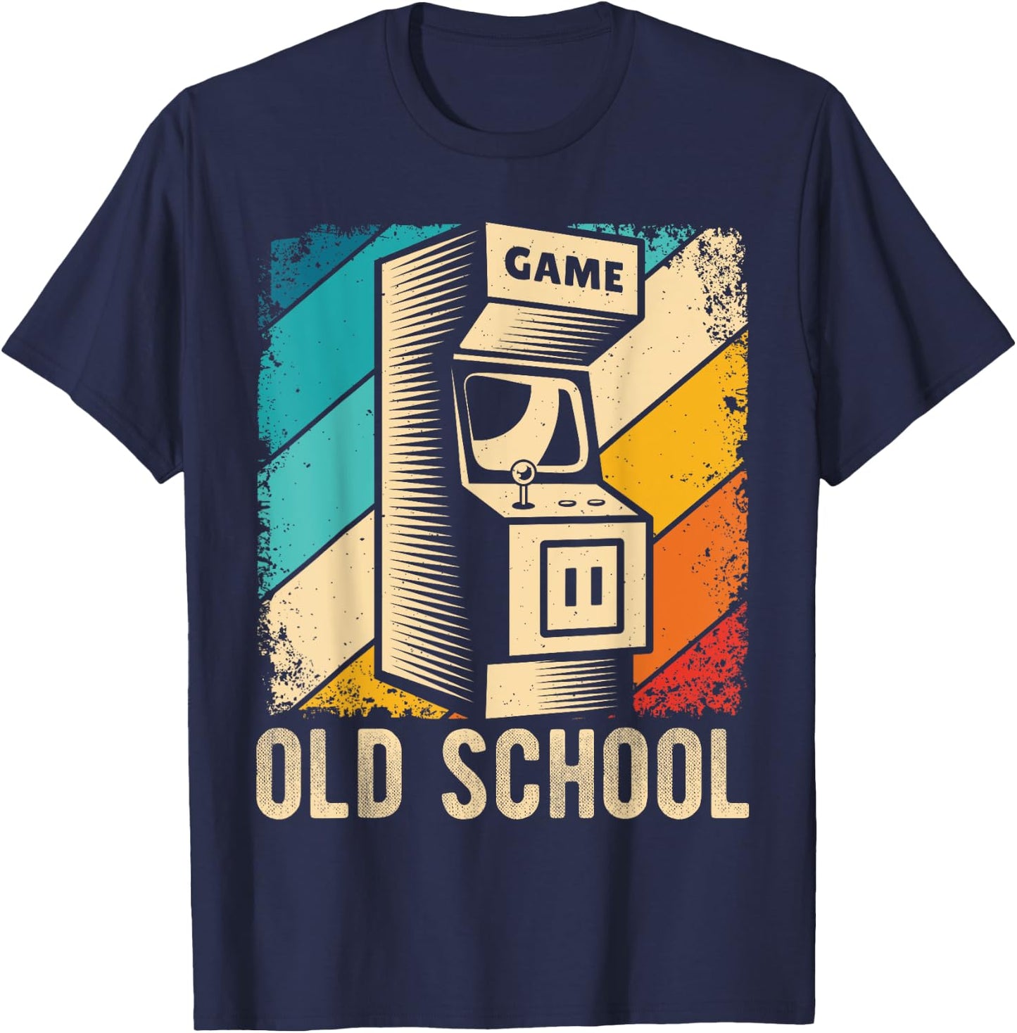 Game OLD SCHOOL Retro Arcade Game Gaming Gamer , Black, S T-Shirt - T-Shirt | Navy