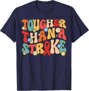 Tougher Than A Stroke Groovy Stroke Survivor Awareness T-Shirt - T-Shirt | Navy
