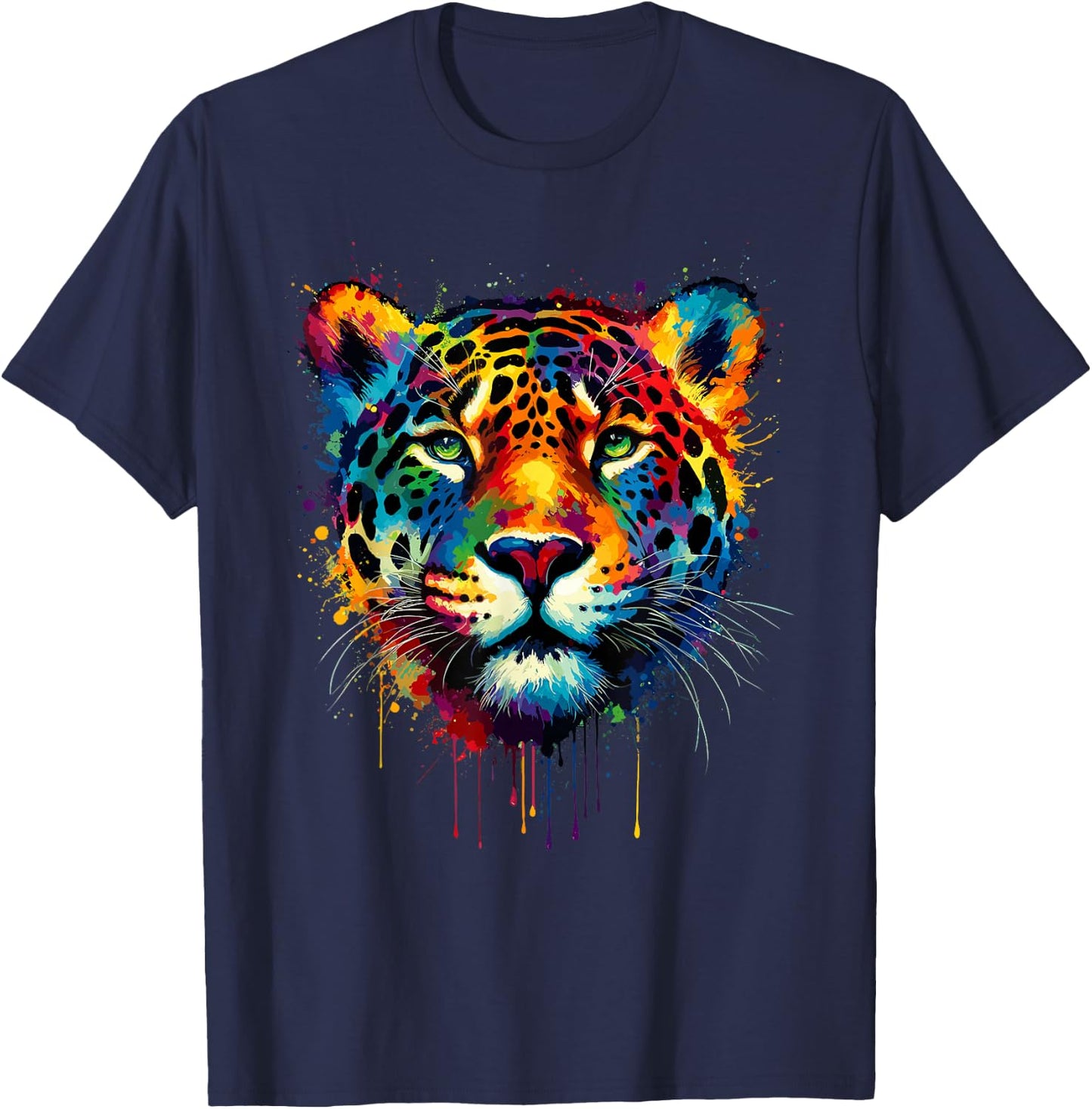 Colorful Splash Art Jaguar Jaguars Zoo T-Shirt - T-Shirt | Navy