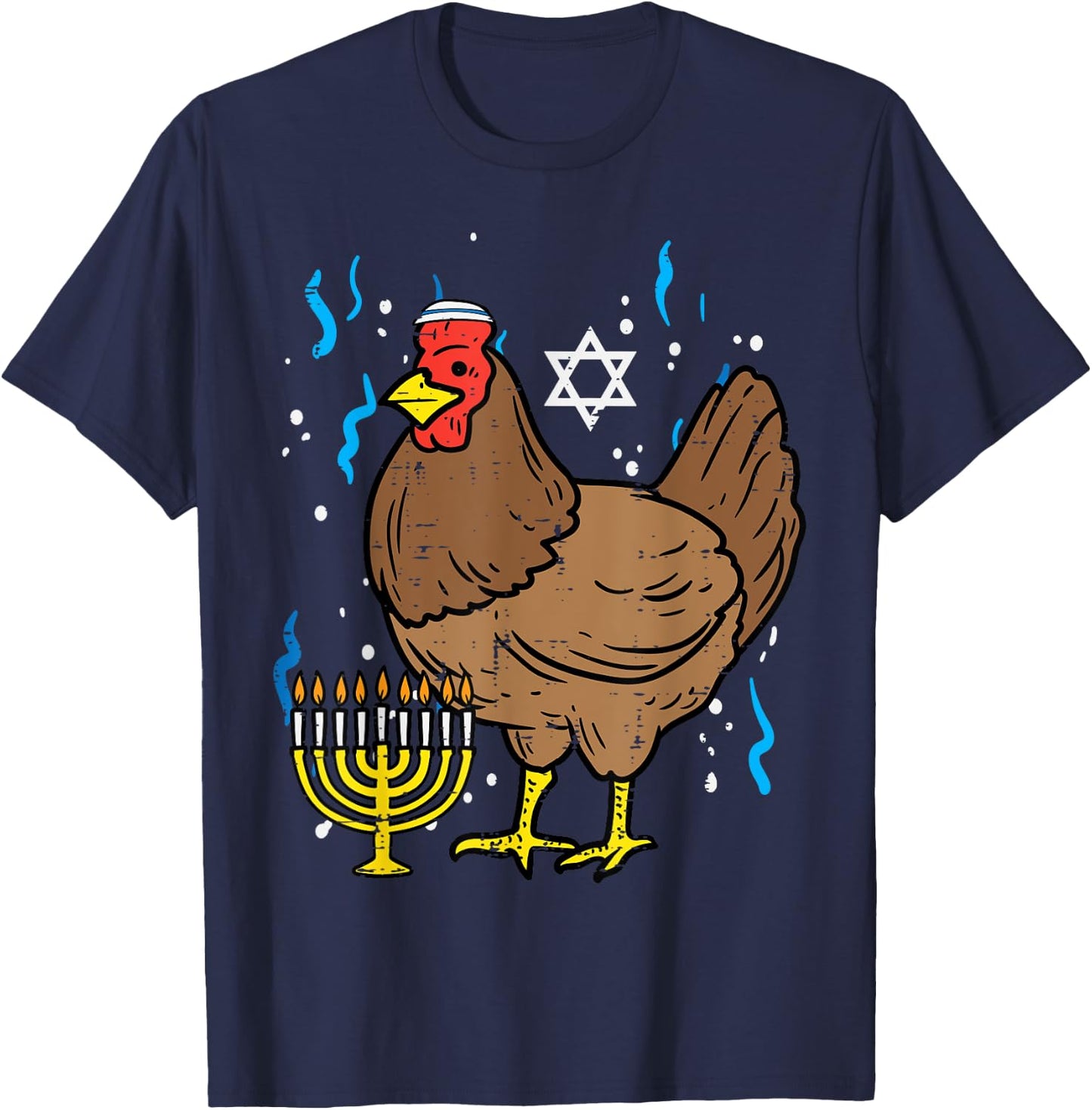 Hanukkah Chicken Chanukah Jewish Farm Farmer Men Women Kids T-Shirt - T-Shirt | Navy