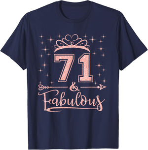 71 Fabulous 71 Years Old Happy 71st Birthday Girl Women T-Shirt - T-Shirt | Navy