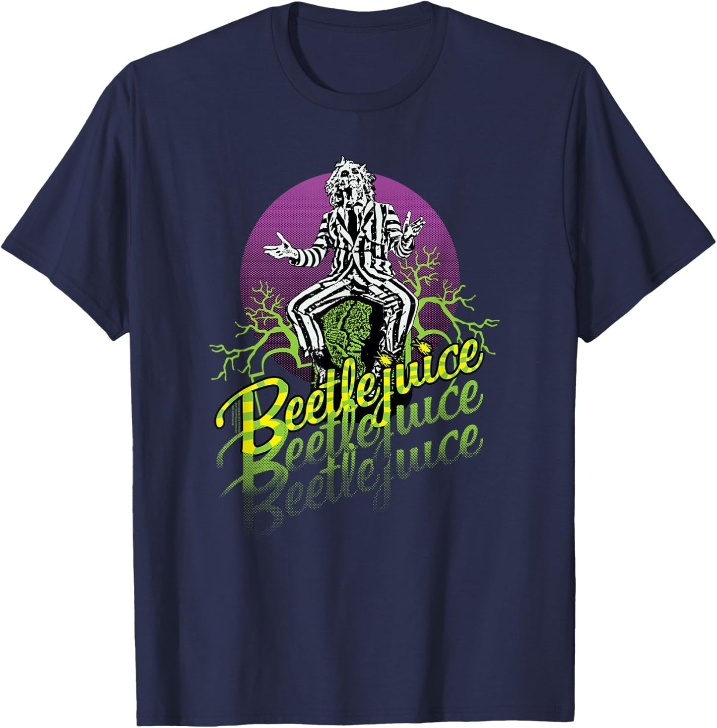 Beetlejuice Purple Circle , black, s T-Shirt - T-Shirt | Navy