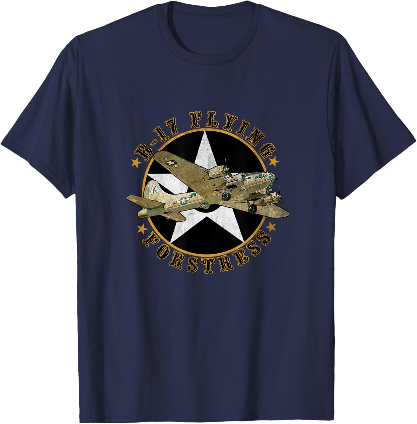 B-17 Flying Fortress WW2 B 17 Vintage Military Aircraft Papa T-Shirt - T-Shirt | Navy