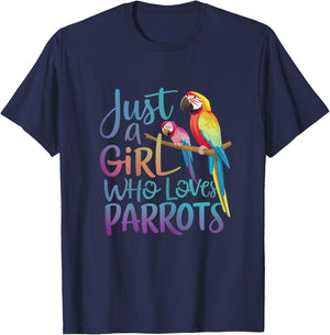 Just a girl who loves Parrots | Funny Parrot lover Girl T-Shirt - T-Shirt | Navy