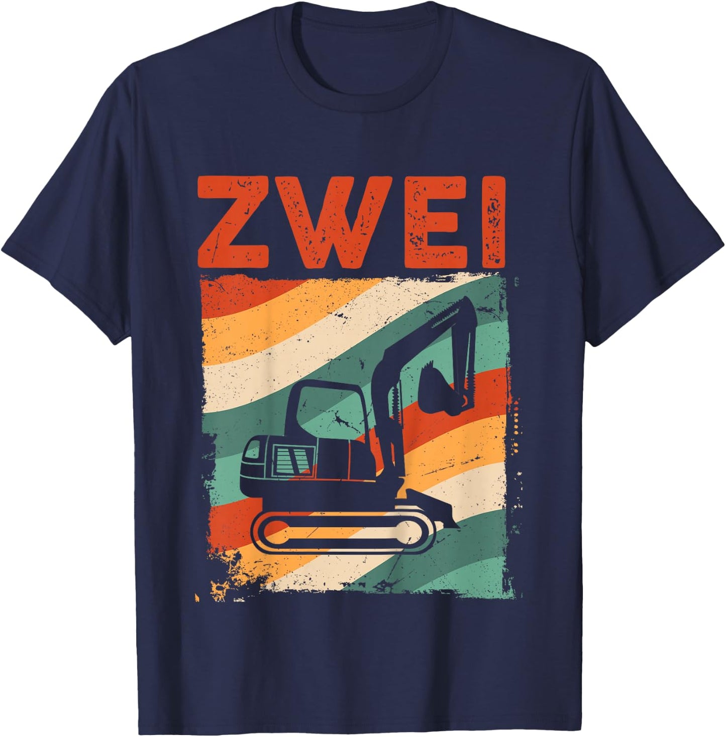 Bagger 2 Jahre | Baustelle | 2. Geburtstag Junge Bagger T-Shirt - T-Shirt | Navy