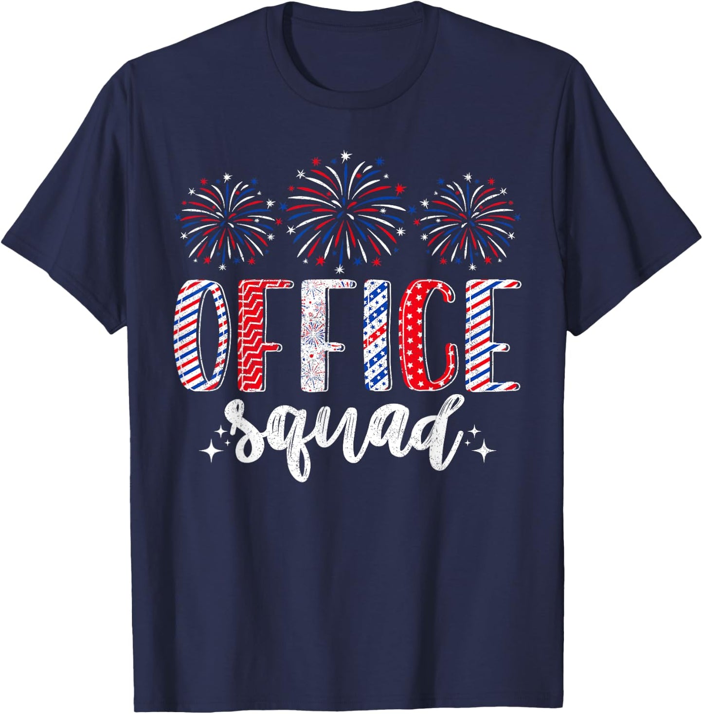 4th of July Patriotic Office Squad Men Women Matching T-Shirt - T-Shirt | Navy