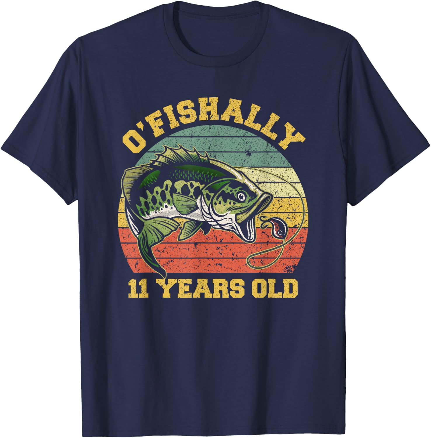 O'Fishally 11 Years Old Fishing Birthday Theme Party 11th T-Shirt - T-Shirt | Navy
