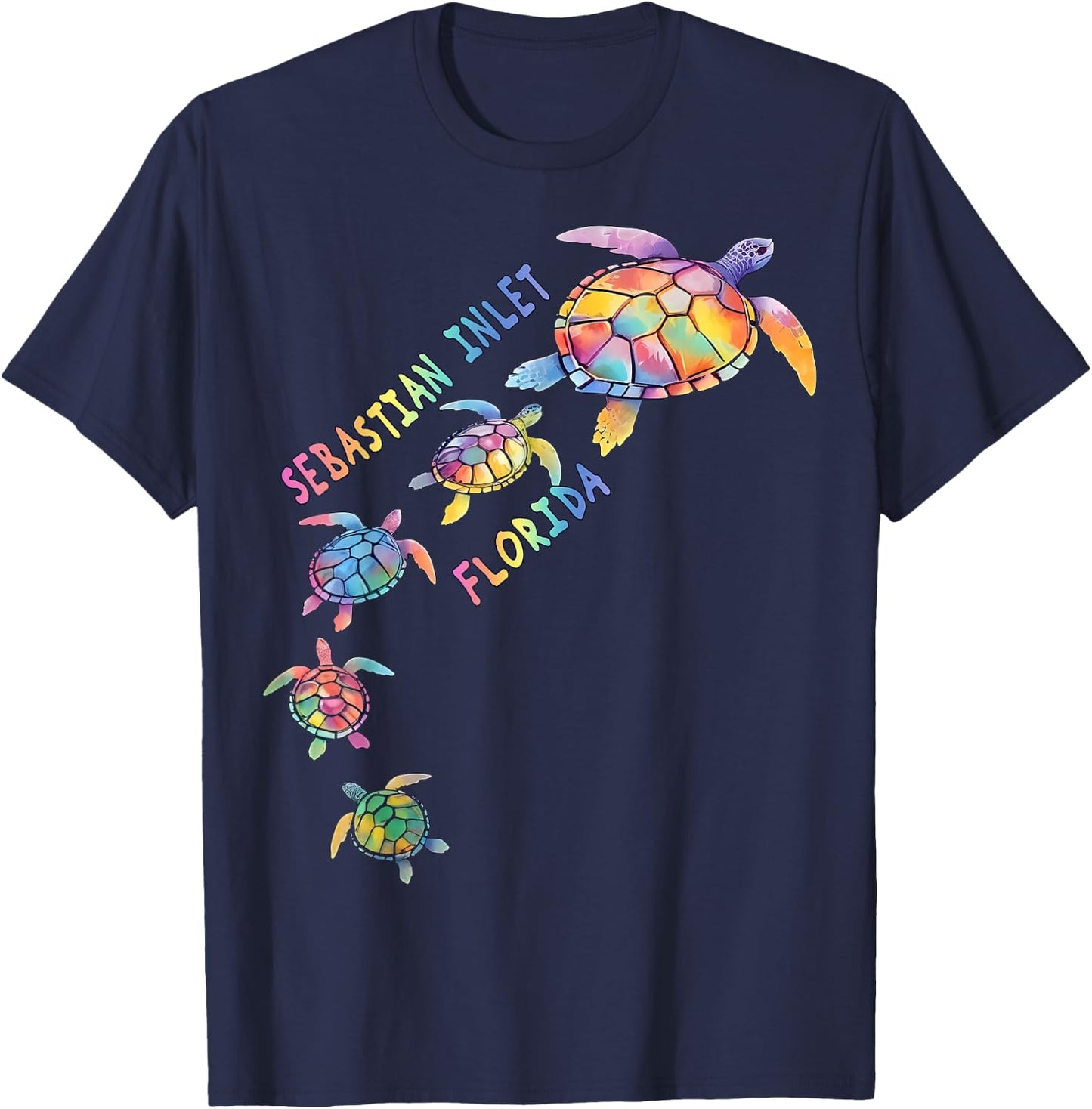 Sebastian Inlet Florida Sea Turtle Lover Beach Vacation T-Shirt - T-Shirt | Navy
