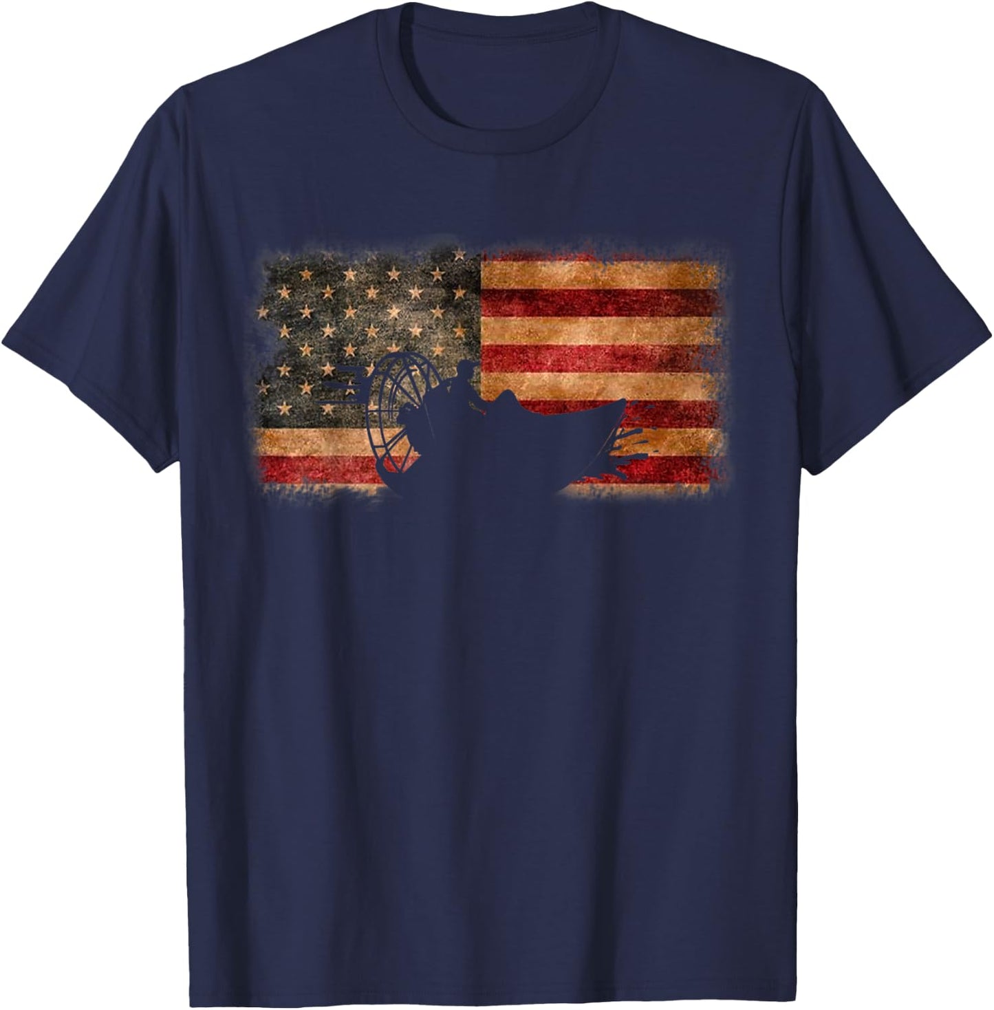 American Flag Airboat Racing America Gift T-Shirt - T-Shirt | Navy
