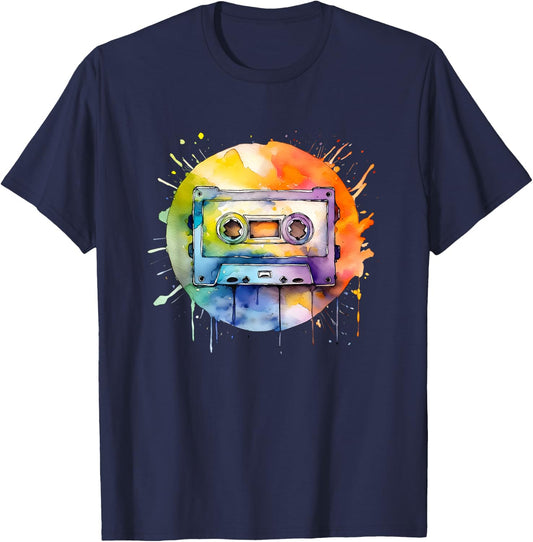 Cassette Tape Nostalgic Mixtape Music Graphic T-Shirt - T-Shirt | Navy
